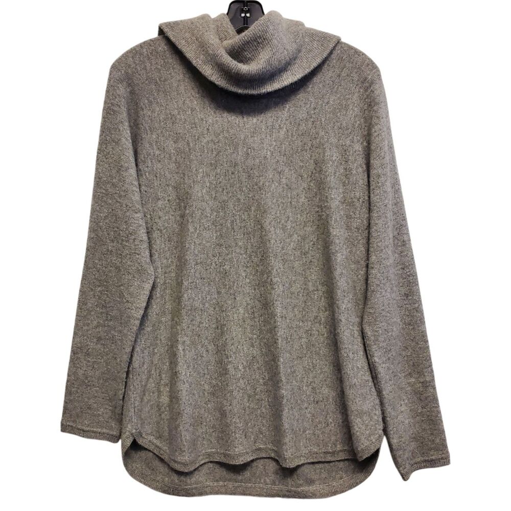 MAX STUDIO Sweater Womens Large Gray 100% 2-Ply Cashmere Mock Neck Pullover Boho